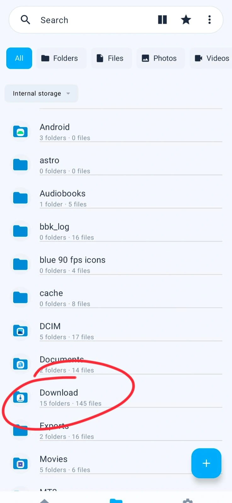 Navigate to Downloads folder in TQ File Manager